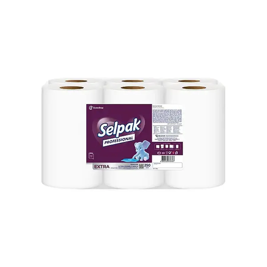 Qog'oz sochiq markazi. SELPAK Professional 1 qatlam 250 m 6 rulon